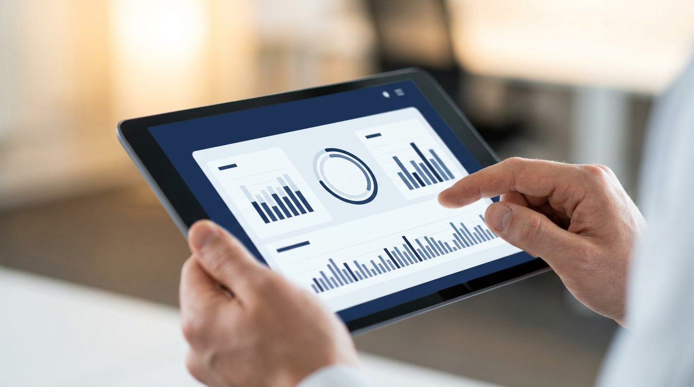 A quality reporting dashboard on a tablet