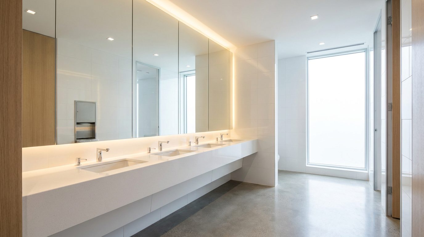 A spotless modern commercial washroom